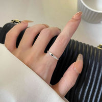 Minimal Black Heart Adjustable Sterling Silver Ring