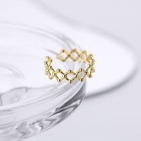 Hollow Bead Net Geometry Adjustable Ring