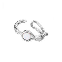 Created Opal Irregular Folding Adjustable 925 Sterling Silver Ring