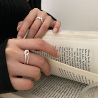 Double Layer Bead Knot Sterling Silver Adjustable Ring