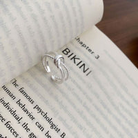 Double Layer Bead Knot Sterling Silver Adjustable Ring