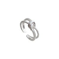 Double Layer Bead Knot Sterling Silver Adjustable Ring