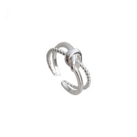 Double Layer Bead Knot Sterling Silver Adjustable Ring