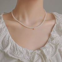 Mini Natural Pearl Bead Necklace, 18K Gold-Plated 925 Sterling Silver