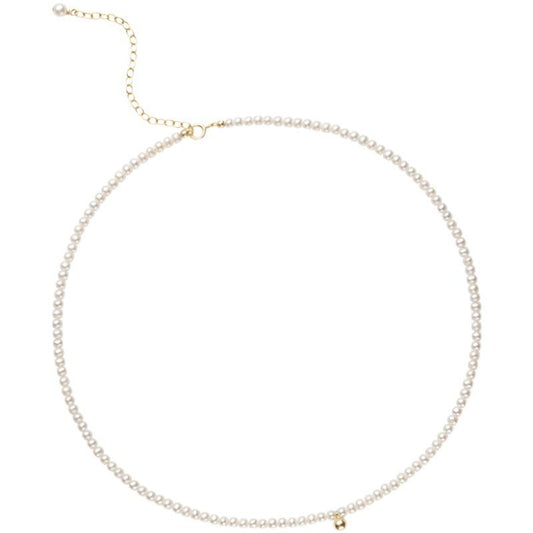 Mini Natural Pearl Bead Necklace, 18K Gold-Plated 925 Sterling Silver