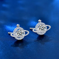 Celestial Star and Planet Moissanite Stud Earrings