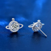 Celestial Star and Planet Moissanite Stud Earrings