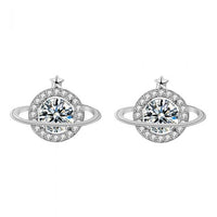 Celestial Star and Planet Moissanite Stud Earrings