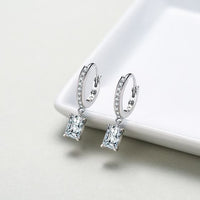 Geometry Baguette 925 Sterling Silver Dangling Earrings