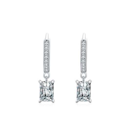 Geometry Baguette 925 Sterling Silver Dangling Earrings
