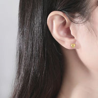 Honey Moon Heart Bead Border Stud Earrings, 14K Yellow Gold Plated