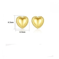 Honey Moon Heart Bead Border Stud Earrings, 14K Yellow Gold Plated