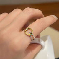 Geometry Circle Double Layer 925 Sterling Silver Adjustable Ring