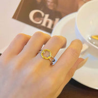 Geometry Circle Double Layer 925 Sterling Silver Adjustable Ring