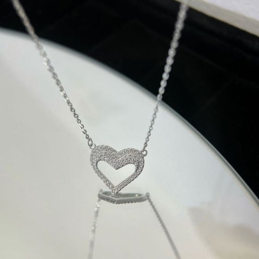 Promise Hollow Heart 925 Sterling Silver Necklace