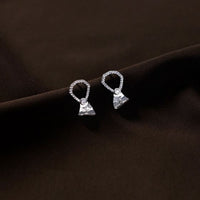 Geometry Crystal Sterling Silver Stud Earrings