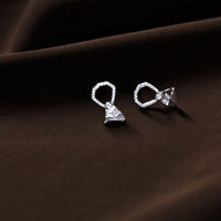 Geometry Crystal Sterling Silver Stud Earrings