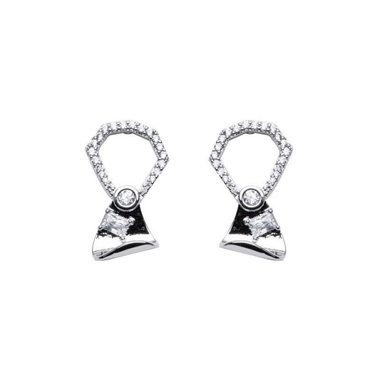 Geometry CZ Sterling Silver Stud Earrings