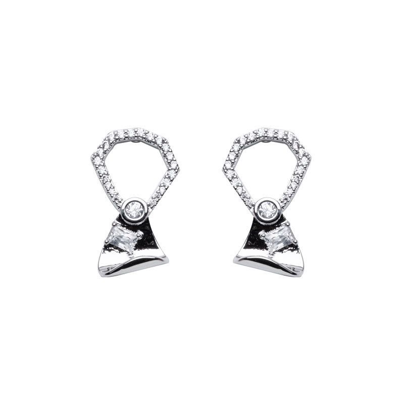 Geometry Crystal Sterling Silver Stud Earrings