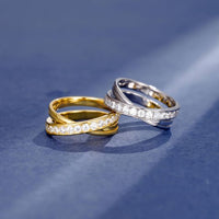 Crystal Cross Adjustable 925 Sterling Silver Ring