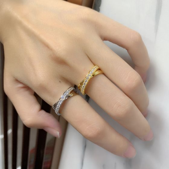 CZ Cross Adjustable 925 Sterling Silver Ring