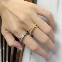 Crystal Cross Adjustable 925 Sterling Silver Ring