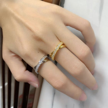 CZ Cross Adjustable 925 Sterling Silver Ring