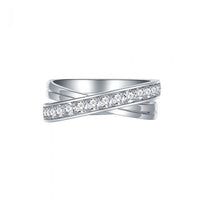 Crystal Cross Adjustable 925 Sterling Silver Ring