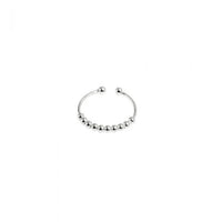 Simple Round Bead Adjustable Ring, 925 Sterling Silver