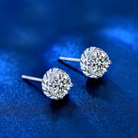 Classic Windmill Moissanite Crystal Stud Earrings, 925 Sterling Silver