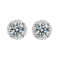 Classic Windmill Moissanite Crystal Stud Earrings, 925 Sterling Silver