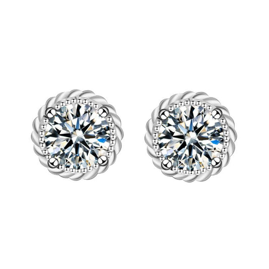 Classic Windmill Moissanite CZ Stud Earrings, 925 Sterling Silver