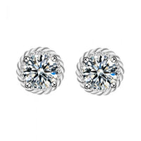 Classic Windmill Moissanite Crystal Stud Earrings, 925 Sterling Silver