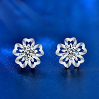 Sakura Moissanite Crystal Stud Earrings - 925 Sterling Silver