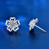 Sakura Moissanite Crystal Stud Earrings - 925 Sterling Silver