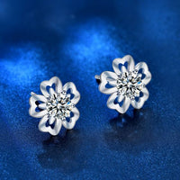Sakura Moissanite Crystal Stud Earrings - 925 Sterling Silver
