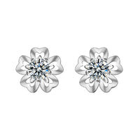 Sakura Moissanite Crystal Stud Earrings - 925 Sterling Silver