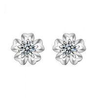 Sakura Moissanite Crystal Stud Earrings - 925 Sterling Silver