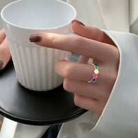 Rainbow Smile Face 925 Sterling Silver Adjustable Ring
