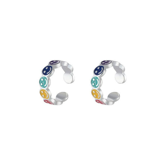 Colorful Rainbow Smile Face Non-Pierced Earring