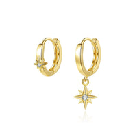 Asymmetrical Hexagram Crystal Hoop Earrings