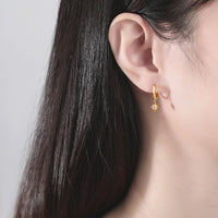 Asymmetrical Hexagram Crystal Hoop Earrings