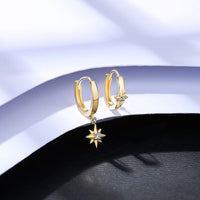 Asymmetrical Hexagram Crystal Hoop Earrings
