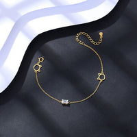 Hollow Cat Head Crystal Sterling Silver Bracelet