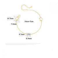Hollow Cat Head Crystal Sterling Silver Bracelet