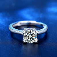 Letter W Moissanite Crystal 925 Sterling Silver Adjustable Ring