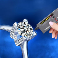 Letter W Moissanite Crystal 925 Sterling Silver Adjustable Ring