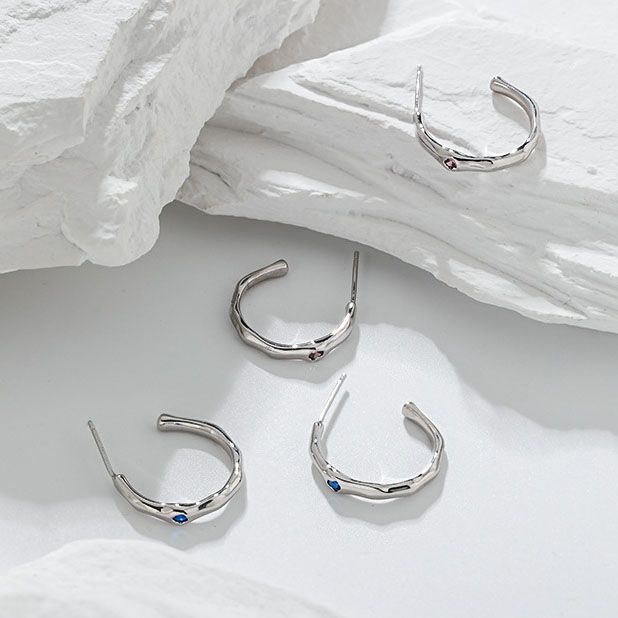 Geometric Irregular Crystal Hoop Earrings