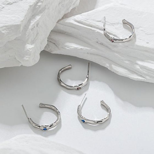 Geometric Irregular CZ Hoop Earrings
