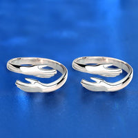 Couple Hands Embrace Adjustable 925 Sterling Silver Ring